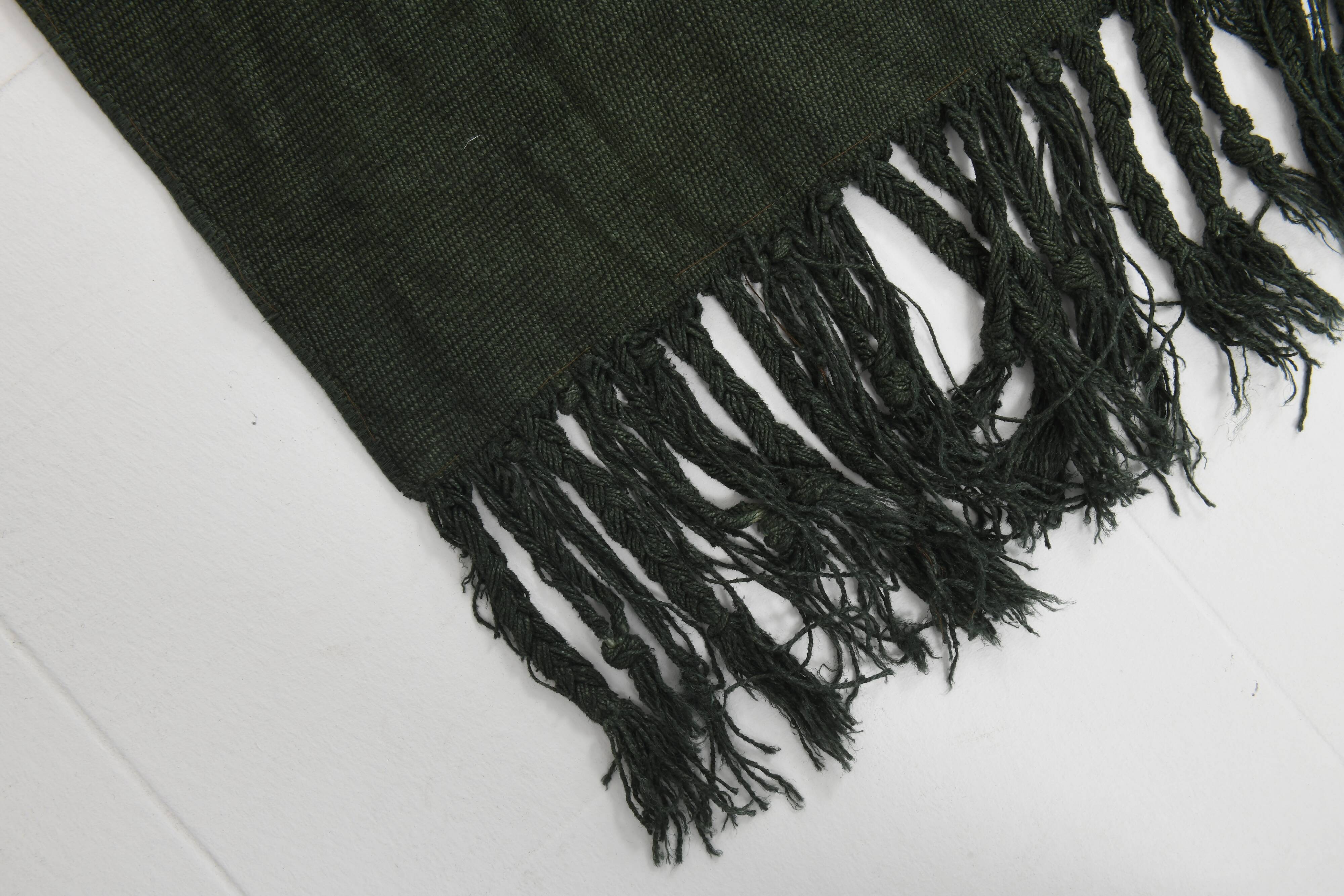 Tapis Kilim moderne vert foncé