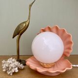 Vintage pink ceramic shell lamp