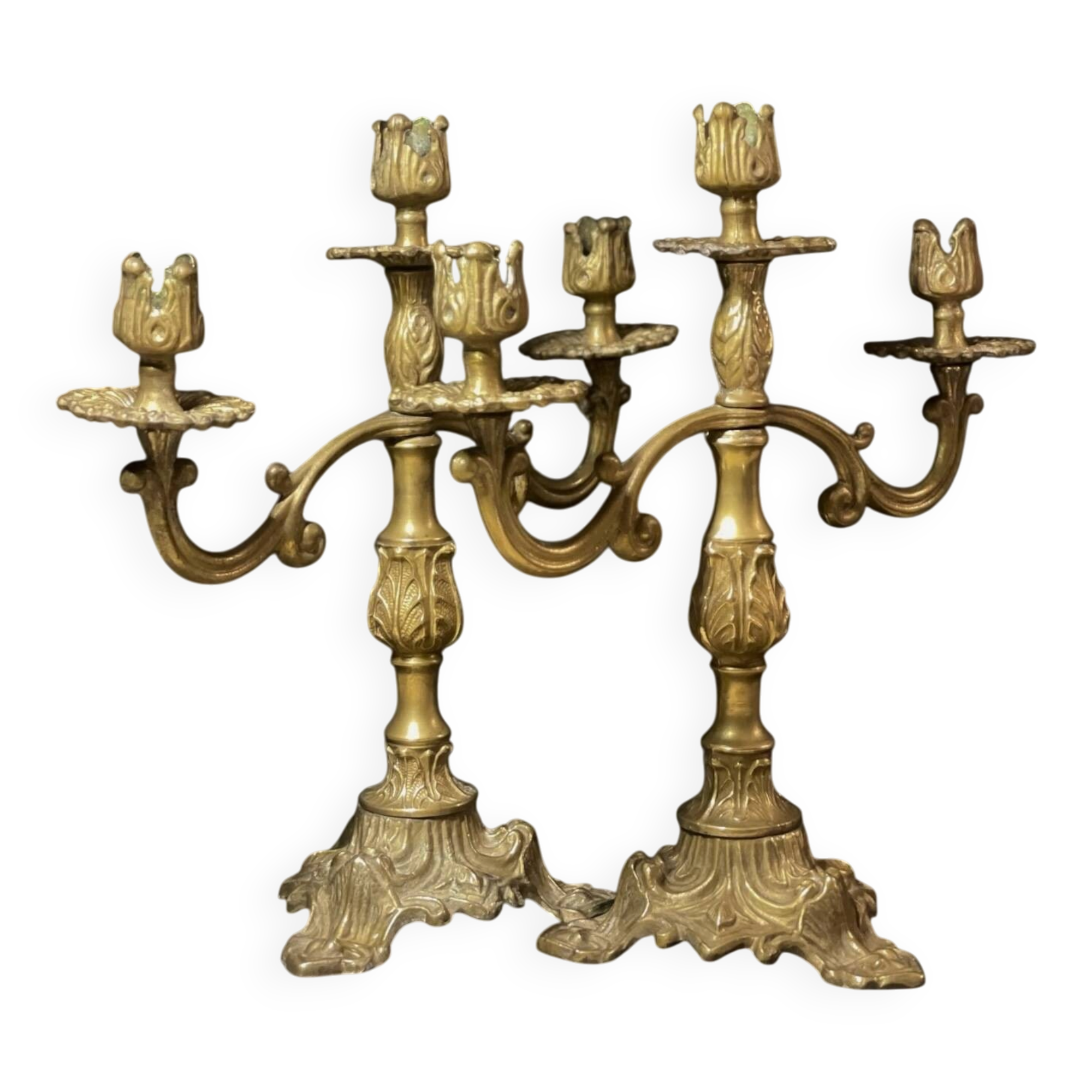Pair of Napoleon III candelabra in brass, 19th century