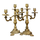 Pair of Napoleon III candelabra in brass, 19th century