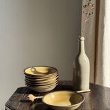 Set of 8 brown-rimmed stoneware deep plates Atelier Saint Simon D19.5