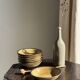 Set of 8 brown-rimmed stoneware deep plates Atelier Saint Simon D19.5