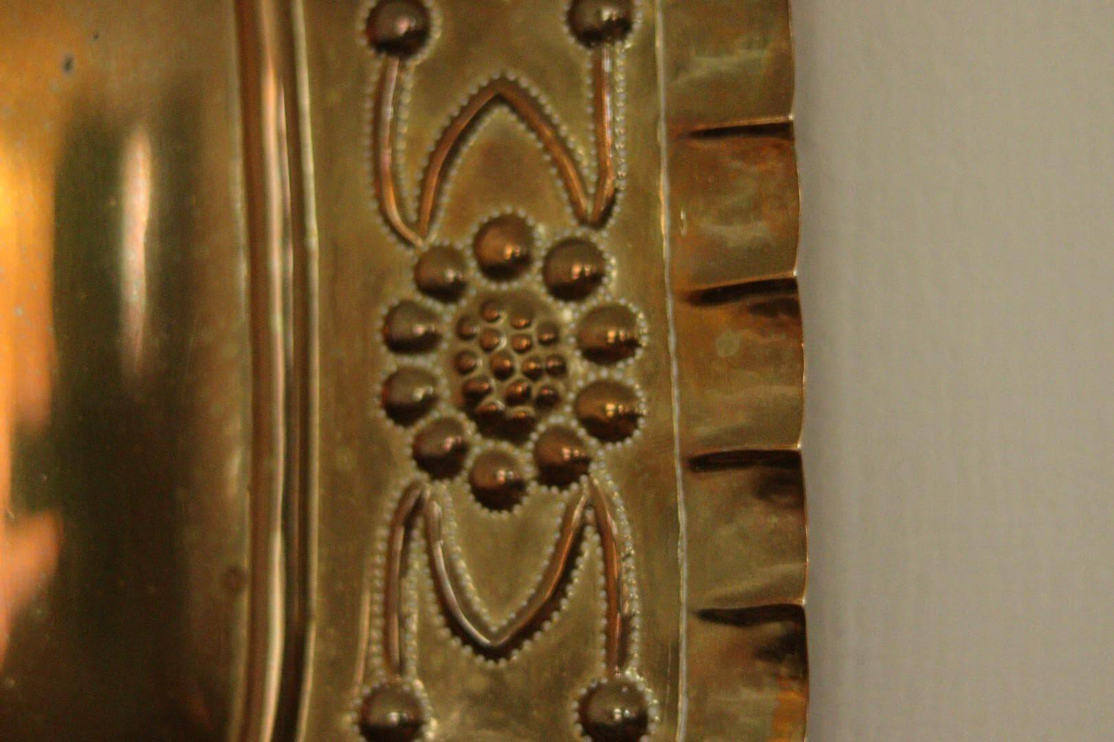X-large mid-century Swedish brass Baroque sconce with double arm design