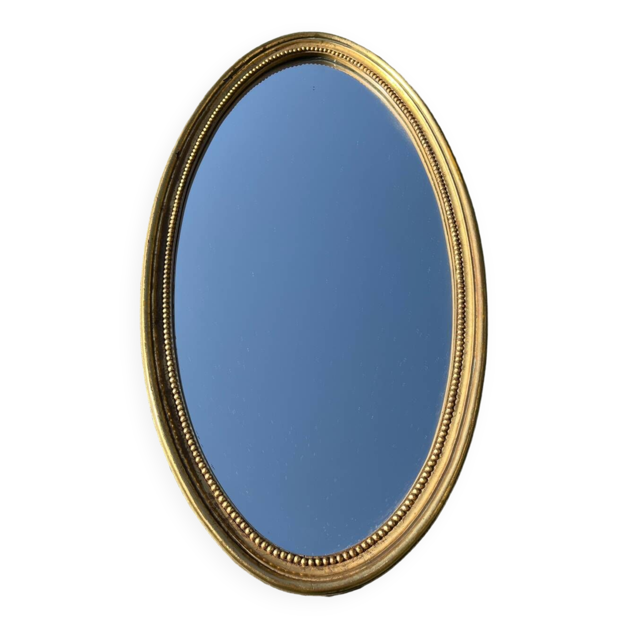 Miroir  bois doré  ovale 36 x 67 vintage