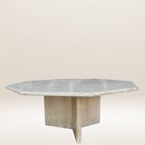 Octagonal coffee table in travertine