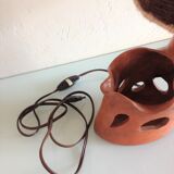 Ceramic lamp terracotta and lampshade wool 50/60