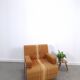 Vintage 1970s retractable lounge chair – Ochre yellow brown, sofa bed