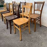 Set of 10 mismatched bistro chairs