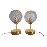 Duo lampes à poser en globes texturés