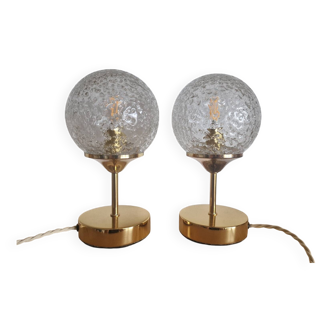 Duo lampes à poser en globes texturés
