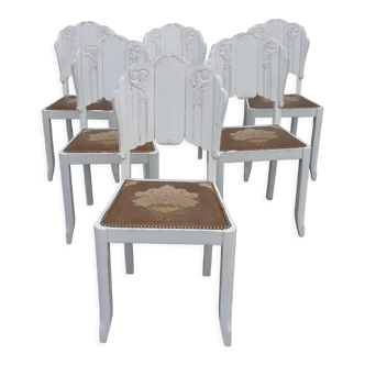 Suite of 6 chairs art deco style