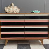 Pink Triple front Jiri Jiroutek sideboard for Interier Praha 1960s