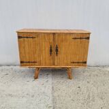Rattan bamboo sideboard atttributed to Audoux Minnet vintage 60's