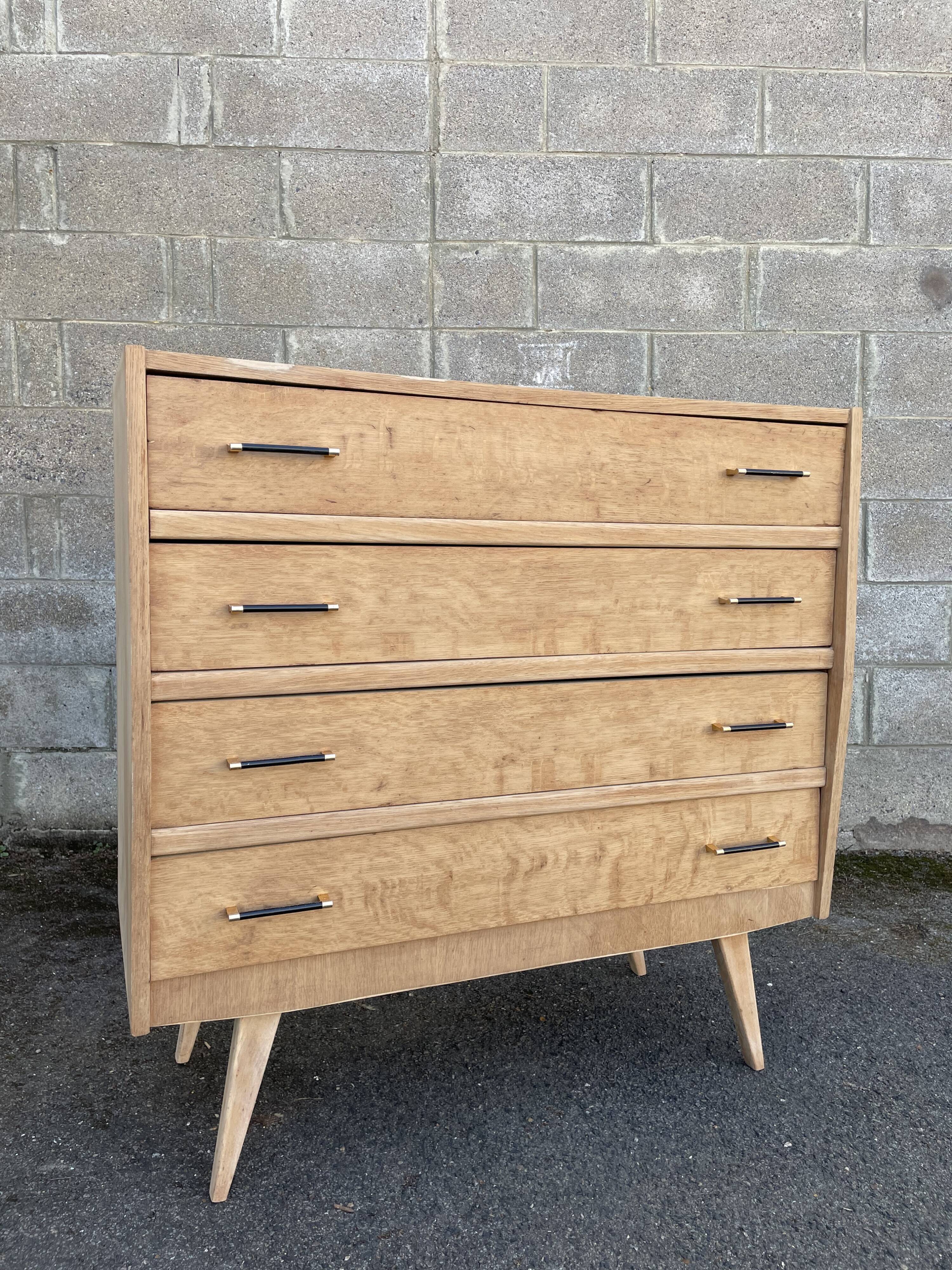 Commode vintage années 1950, pieds compas