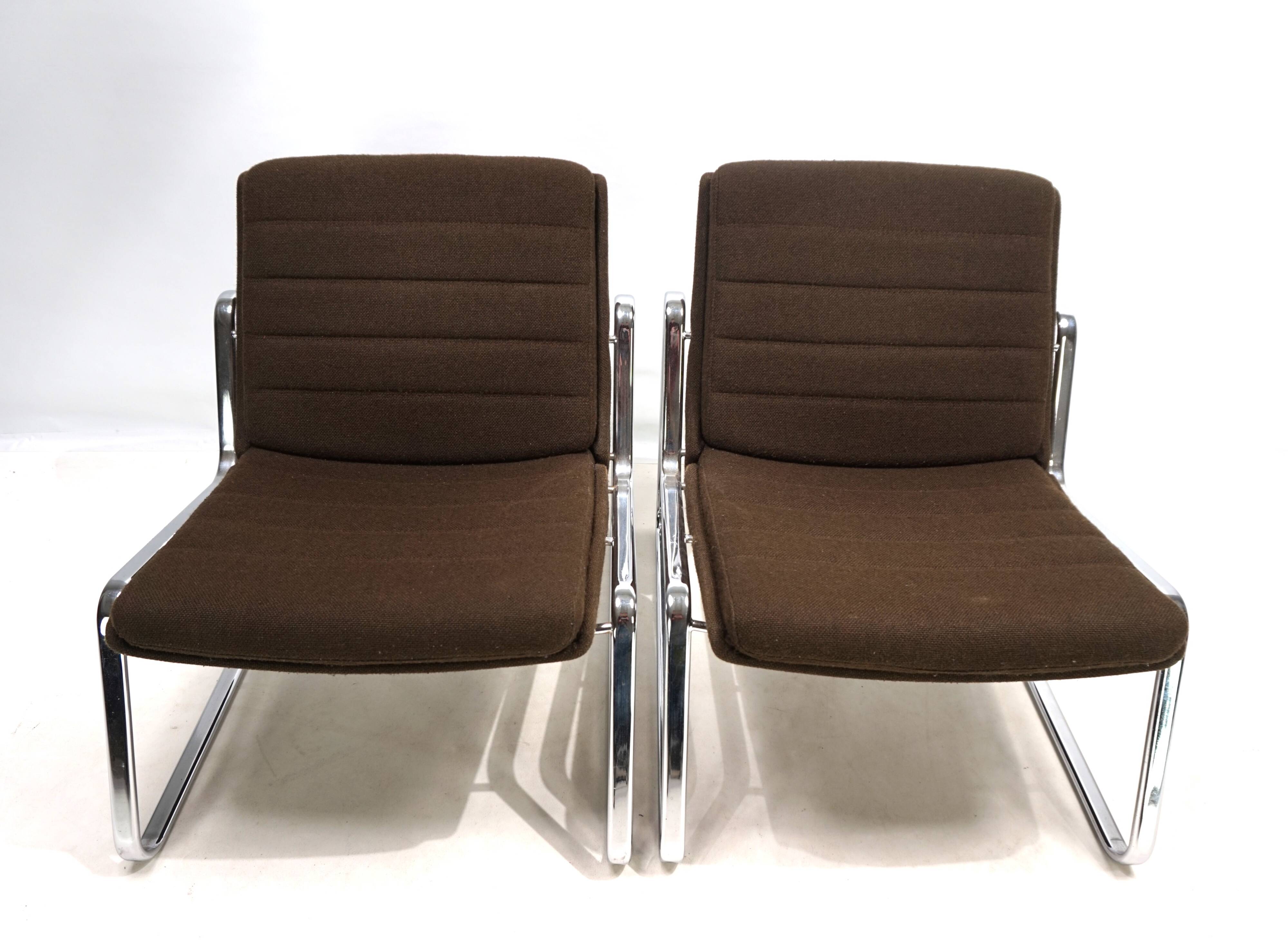 Set of two Drabert chrome lounge chairs by Gerd Lange, 1970