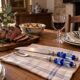 Vintage carving set knife and fork – handles made of blue glass beads