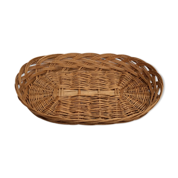 Corbeille en osier forme ovale vintage