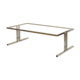 Table basse chrome et verre