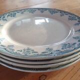 Set 4 flat plates Choisy le Roi XIXth Terre de Fer Boulenger model Bordeaux