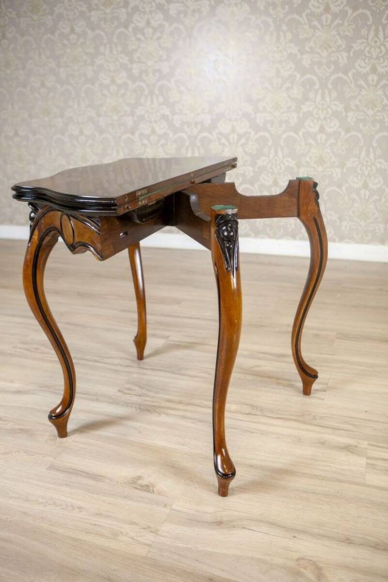 Walnut Wood & Veneer Card Table, Late 19th Century