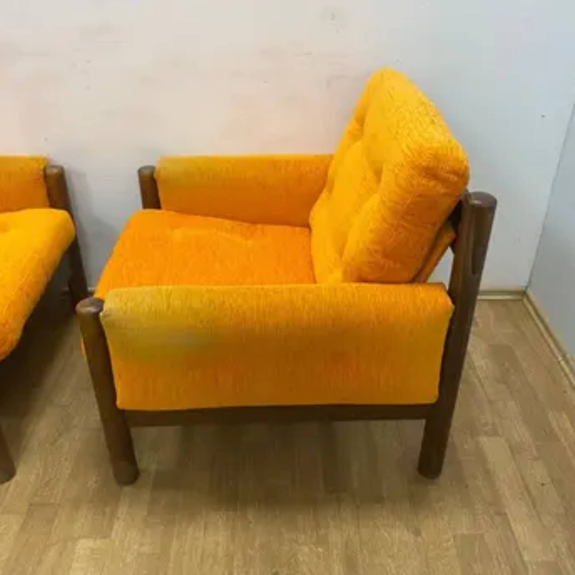 Mid-century retro vintage Czech seating set (armchairs and sofa), 1970s