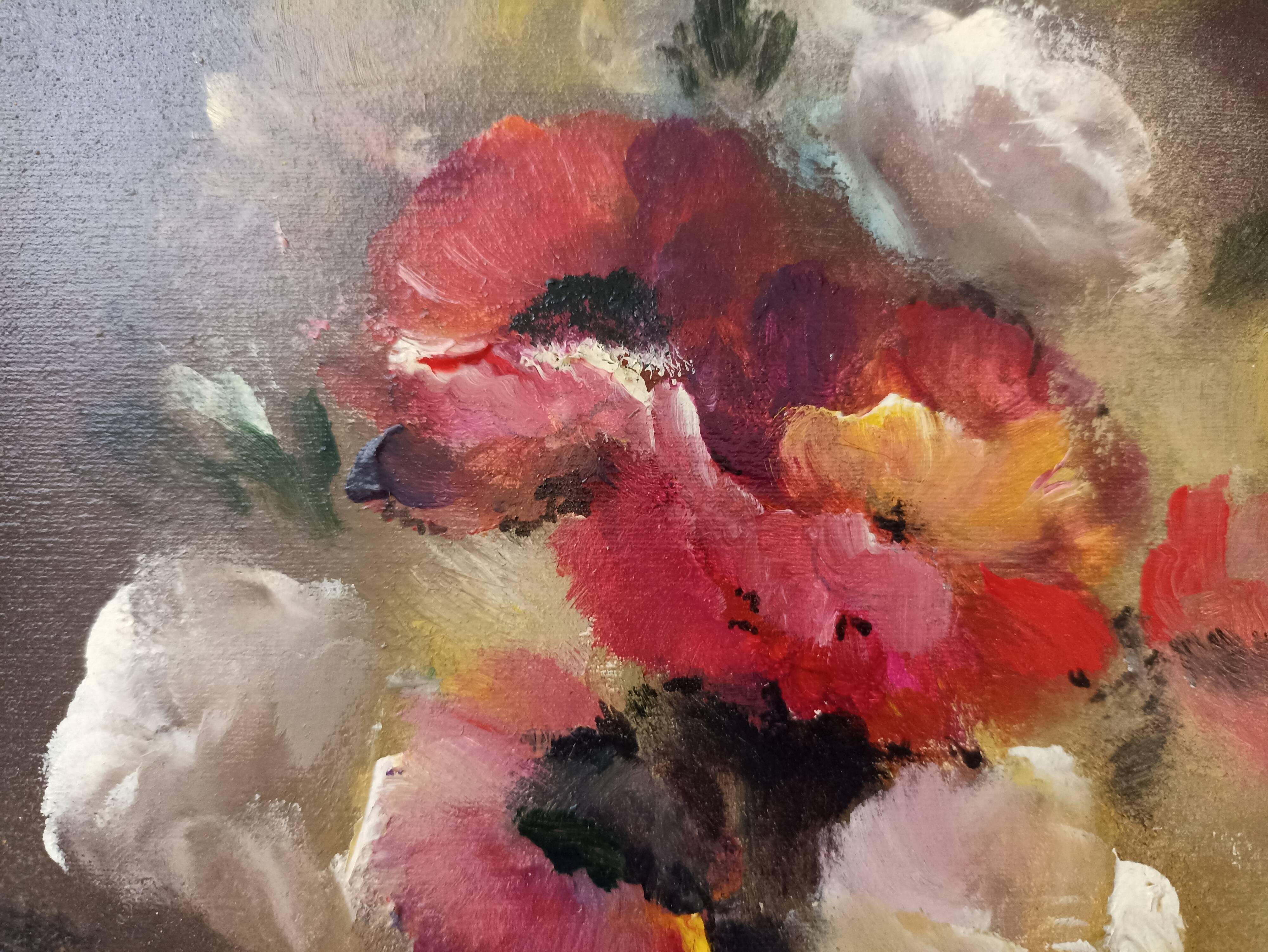 Small oil on canvas bouquet of flowers