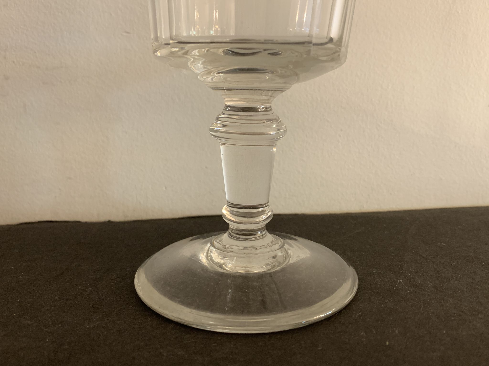 12 antique blown stemmed glasses, Mirabeau model of Baccarat