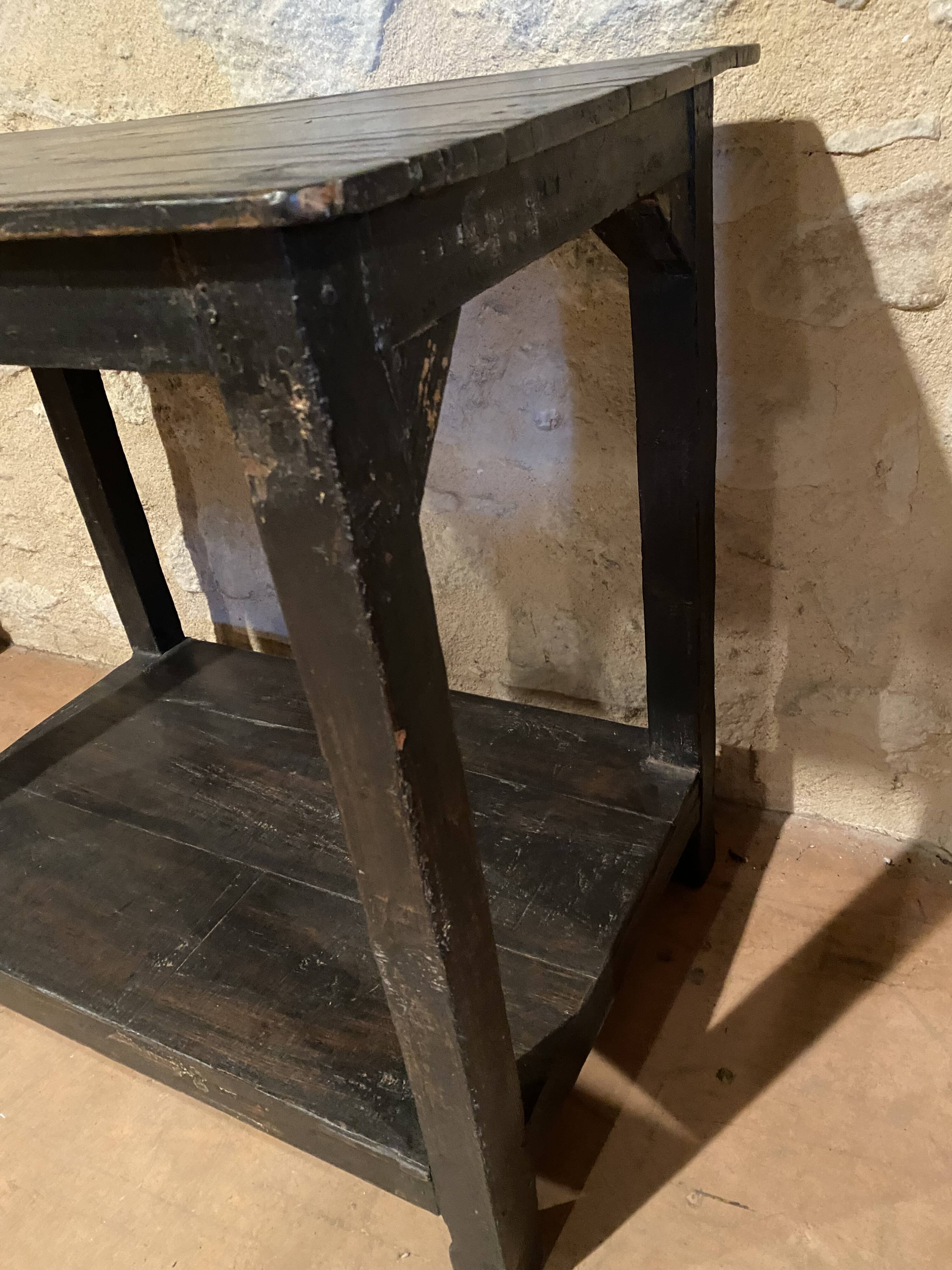 Console en teck laqué noire