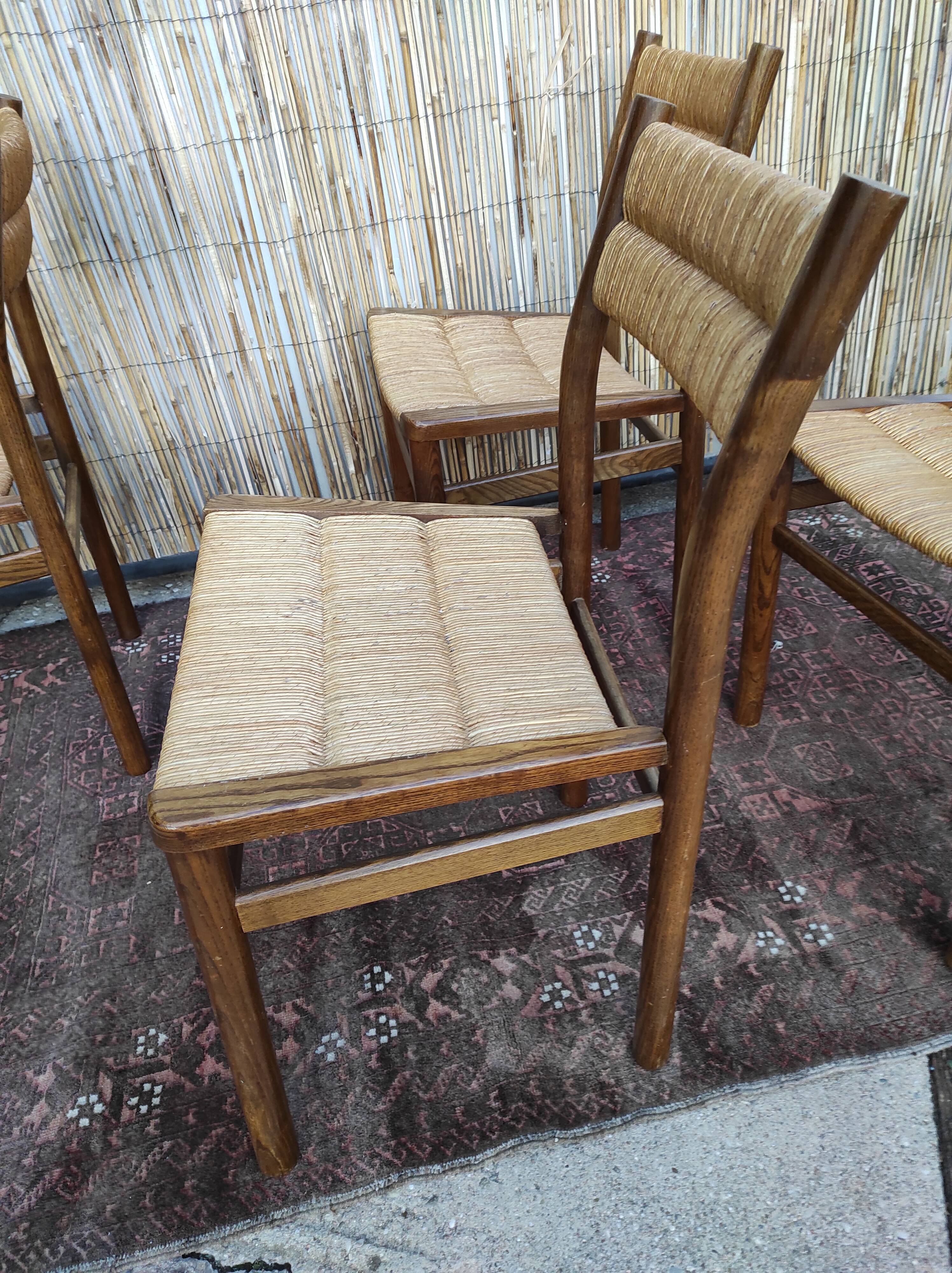 Lot 4 straw chairs by Pierre Gautier-Delaye, weekend model