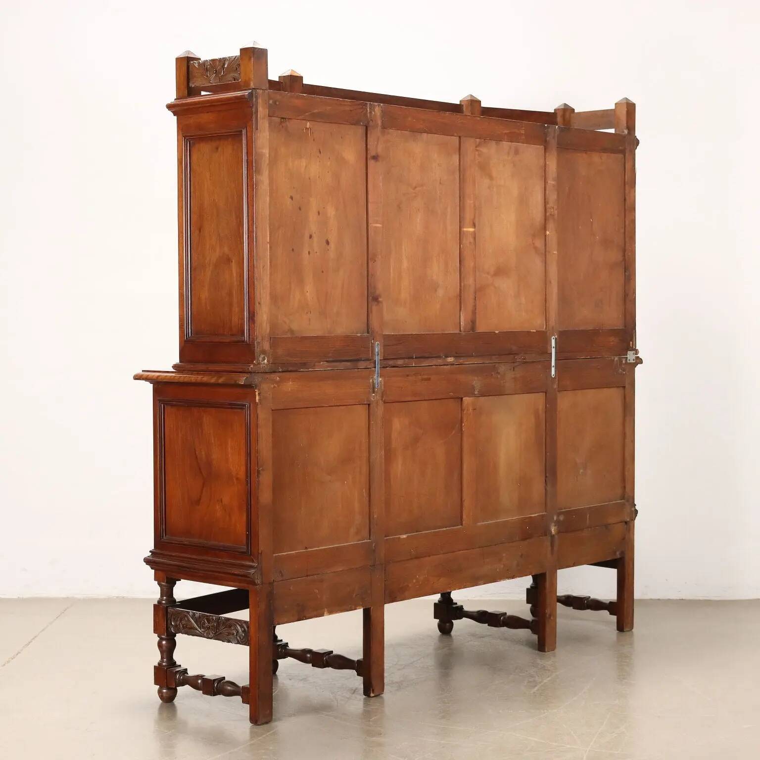 Antique double-bodied mahogany buffet, Italy, 20th century