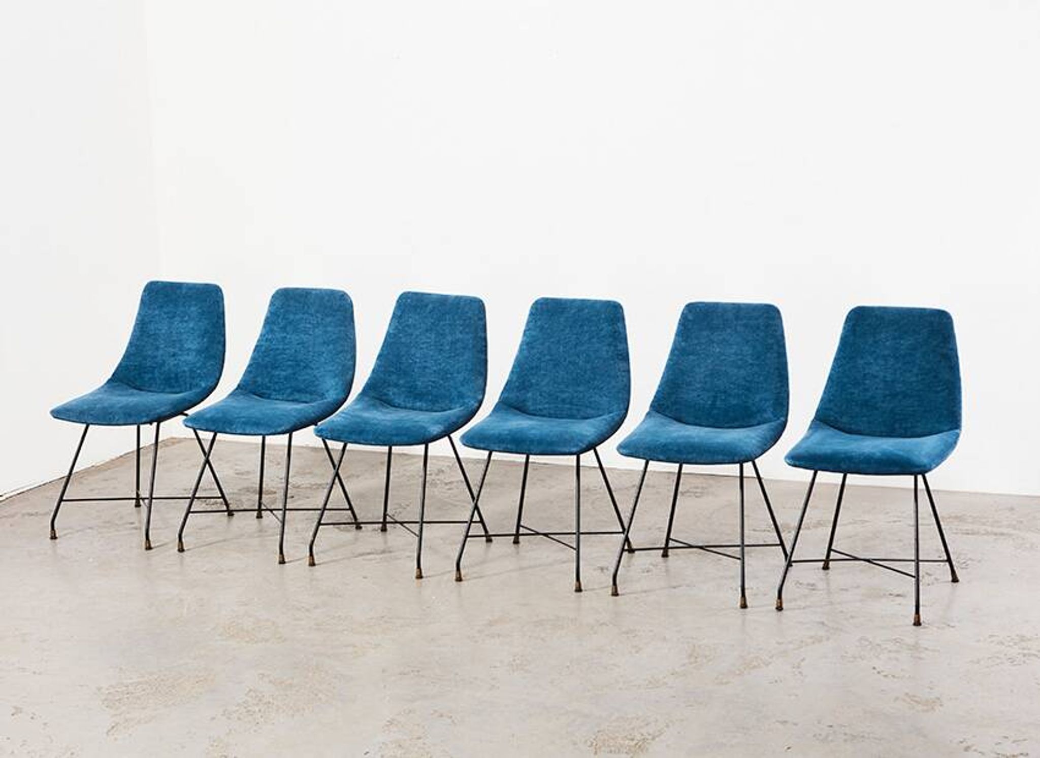Augusto Bozzi Set of 6 Aster Dining Chairs for Saporiti Italy 1950s