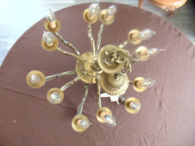 Antique chandelier in bronze and brass – 80 cm – multi-light – electricity
