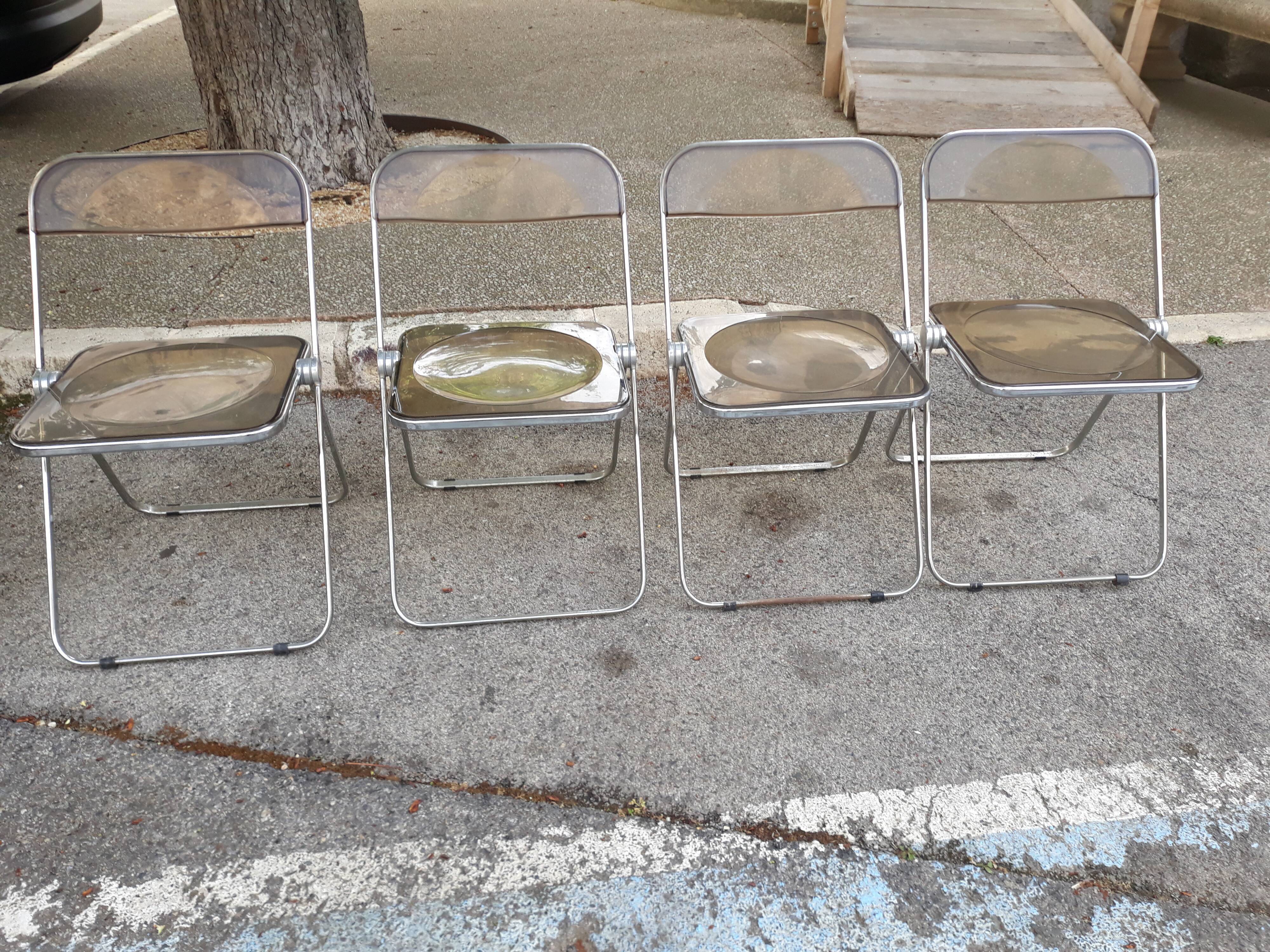 Set of 4 Plia chairs by Giancarlo Piretti for Castelli