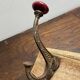 Wall hook with three hooks in wood, wrought iron, porcelain balls