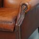 Set of 2 English style sheepskin leather wingback armchairs