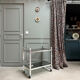 Vintage 70s serving cart in chromed metal and smoked glass