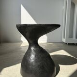 Solid wood (monoxyl) side table, organic shape, black color