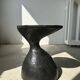 Solid wood (monoxyl) side table, organic shape, black color