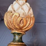 Vintage Art Deco Pineapple Lamp Base in Wood & Gold
