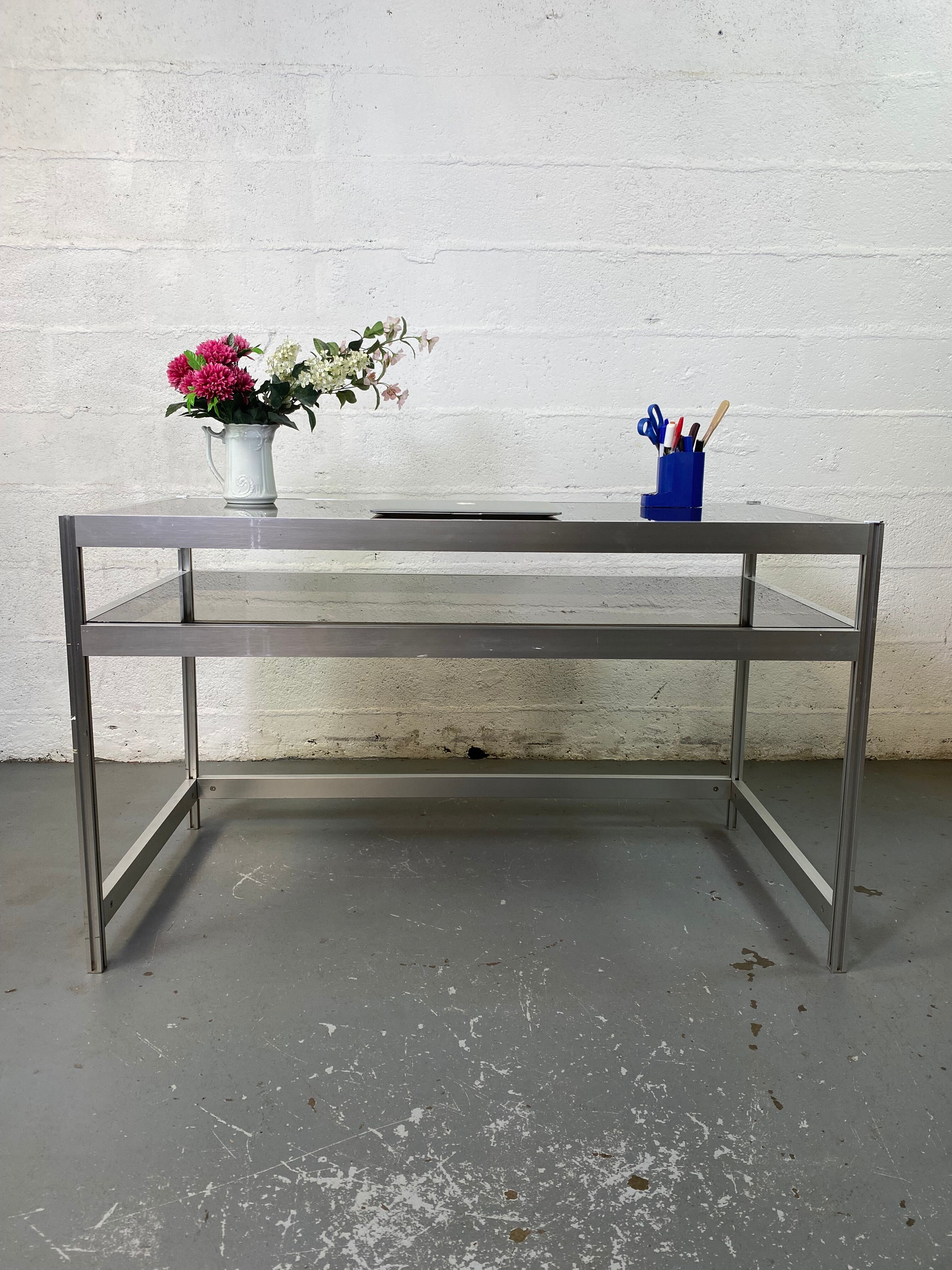 Aluminum and Glass Desk