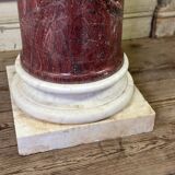 Pink marble column on a Carrara white base circa 1880