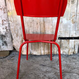 Set of 4 red metal chairs