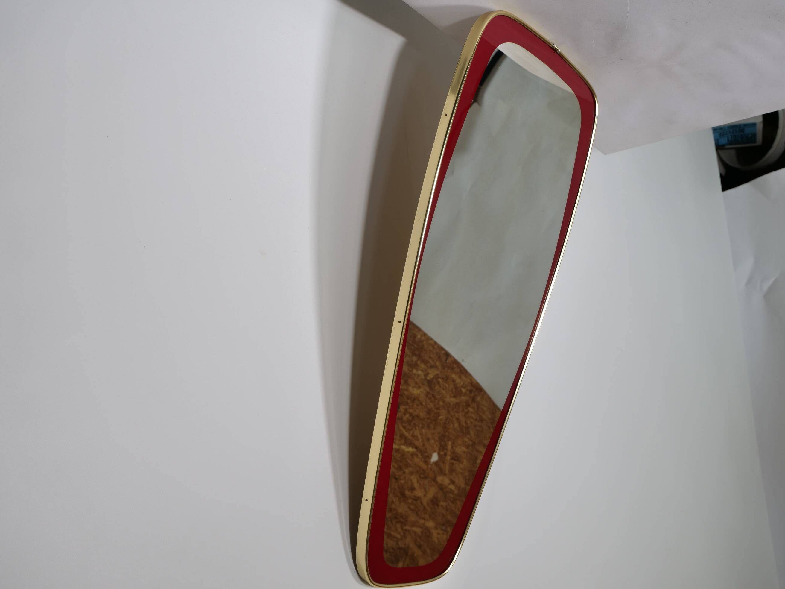 Design Mirror 1950s Freeform Wall Mirror Gold Rim