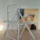 Suite de 3 chaises pliantes Talin en métal blanc, Italie années 70