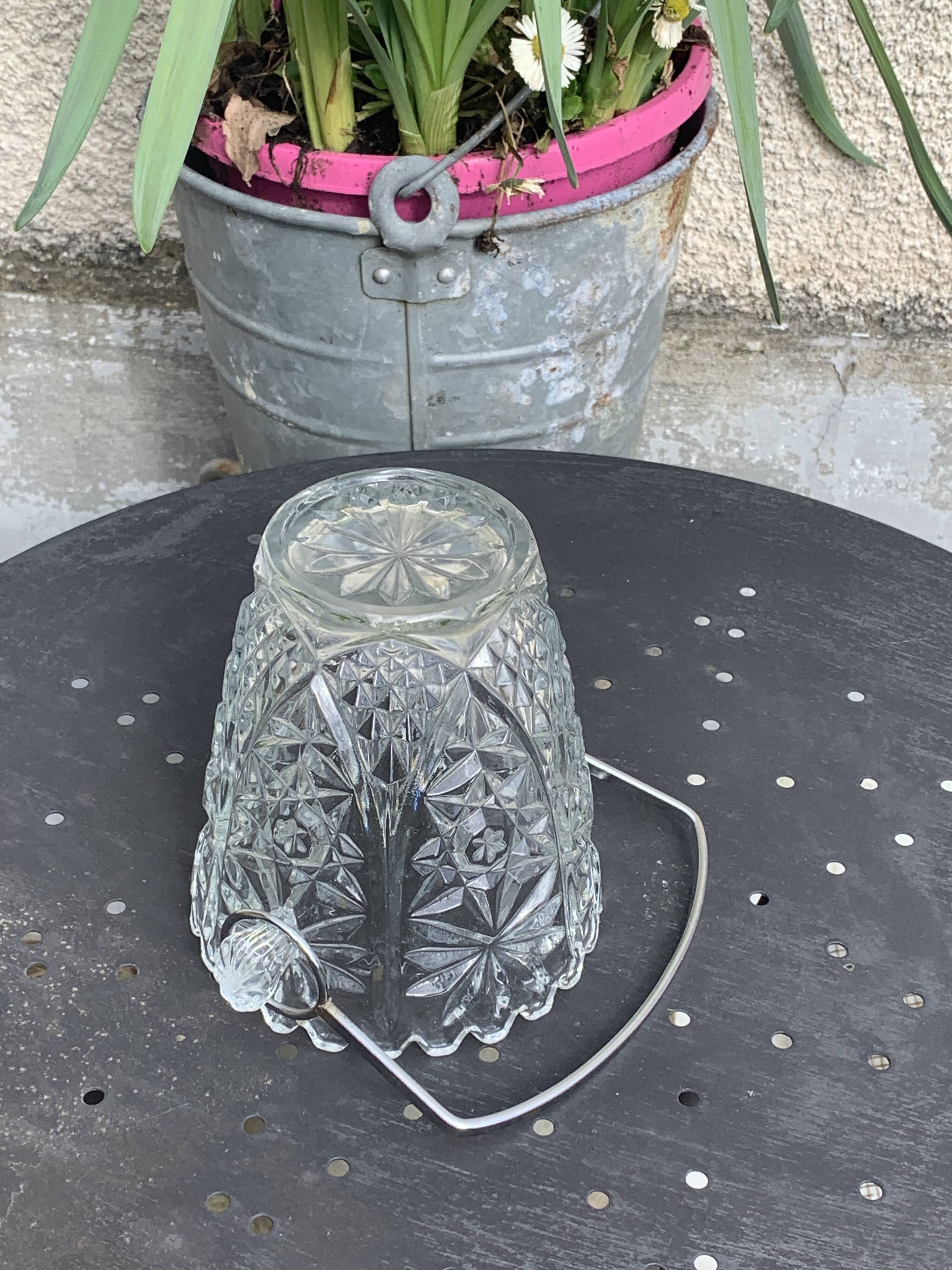 Whiskey carafe and ice bucket in transparent glass vintage 1960/70