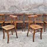 Series of 8 chairs bistro wood curve