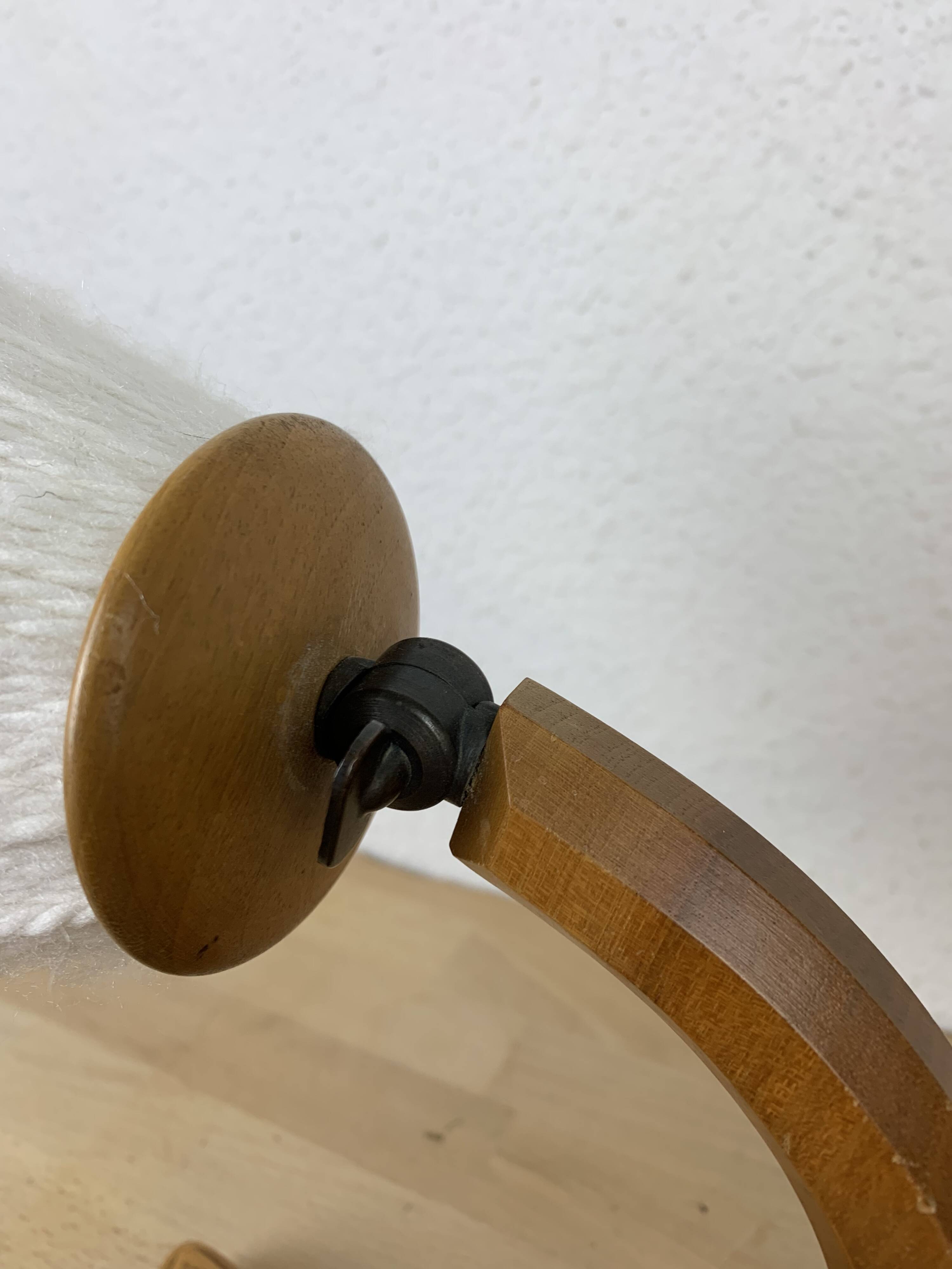 Pair of art deco lamps in curved wood and wool