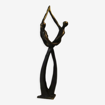 Tanned sculpture, "dancing couple". Signed M.N