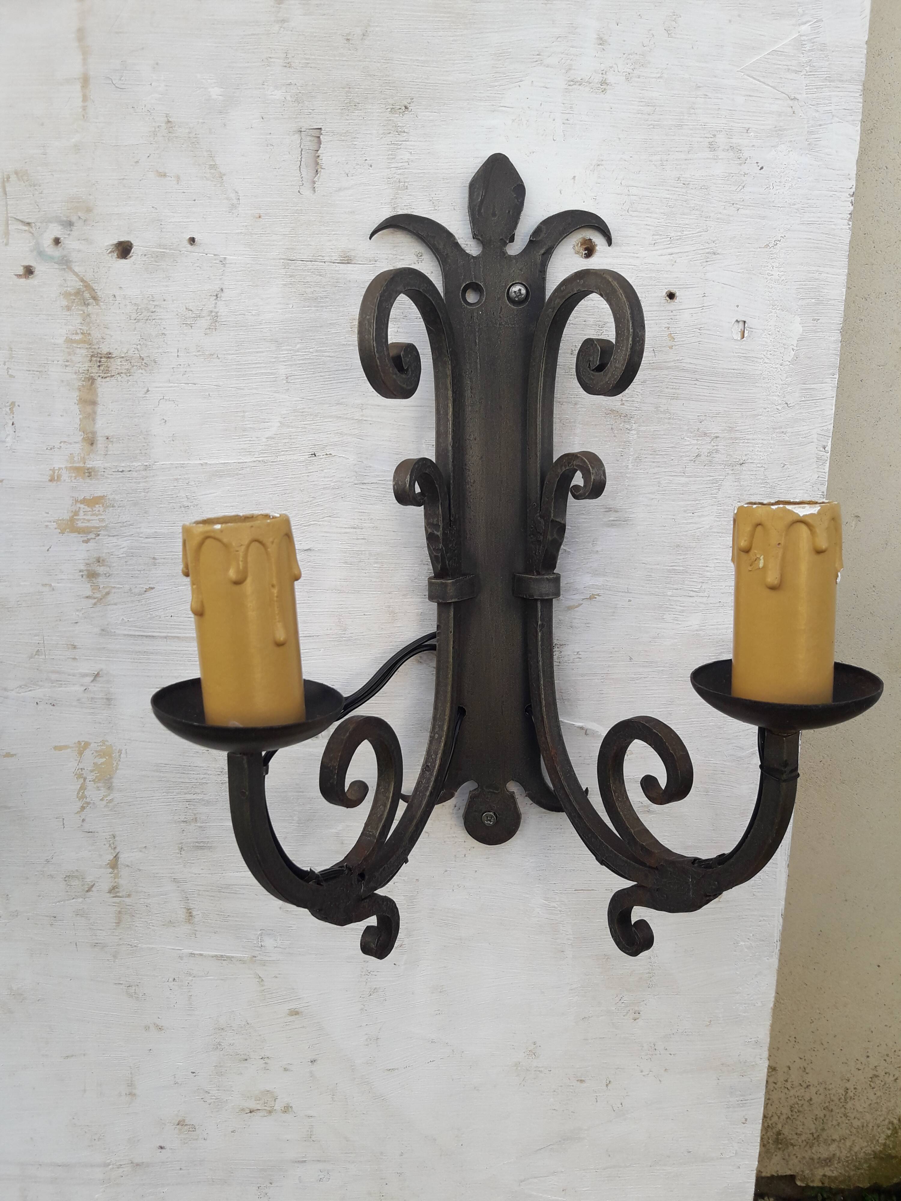 Pair of wrought iron wall light