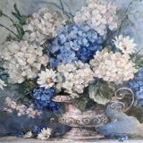 Large hydrangea painting with gilded wooden frame